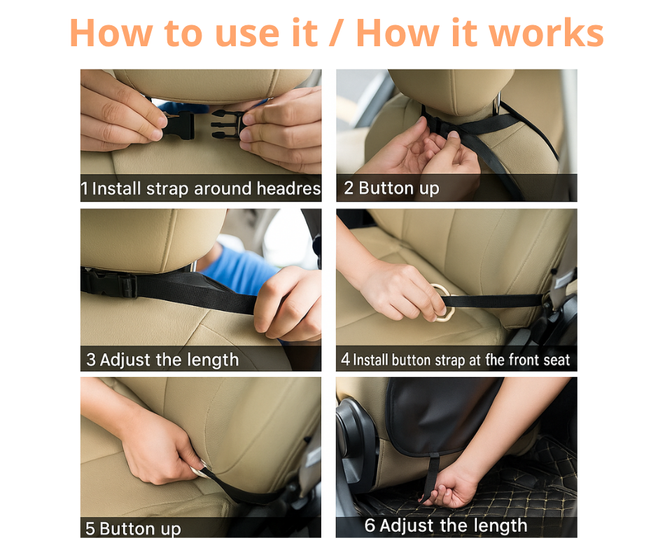 Premium Leather Car Seat Organizer with Foldable Table & Multi-Pocket Storage